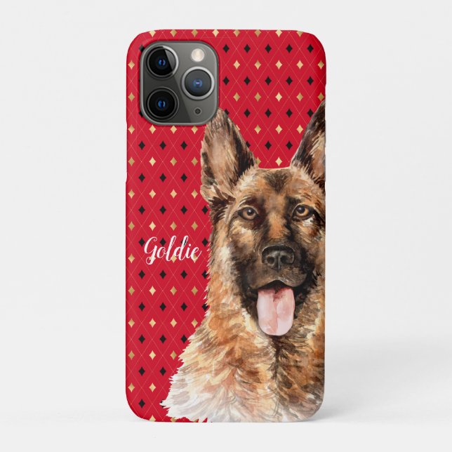 Watercolor German Shepherd Dog Personalised Case-Mate iPhone Case (Back)