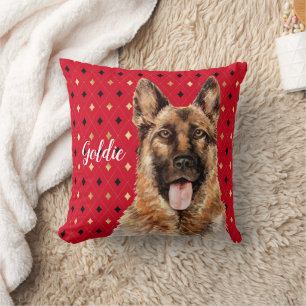 Watercolor German Shepherd Dog Personalised Cushion
