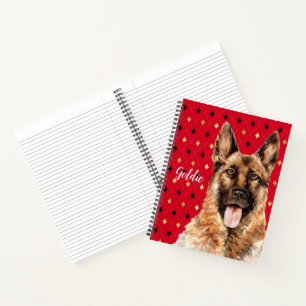 Watercolor German Shepherd Dog Personalised Notebook