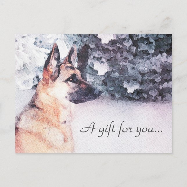 Watercolor German Shepherd Gift Certificate Postcard (Front)