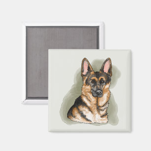 Watercolor German Shepherd Illustration Magnet