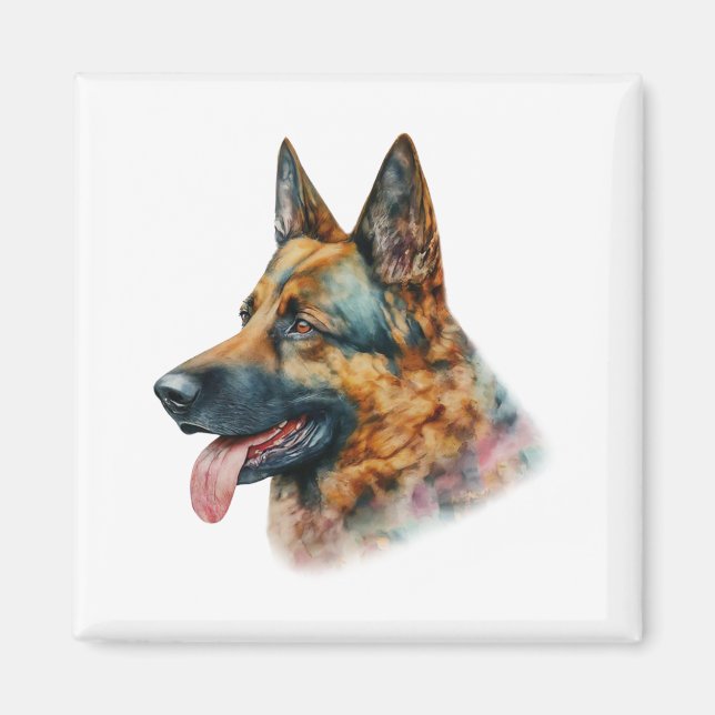 Watercolor German Shepherd Magnet (Front)