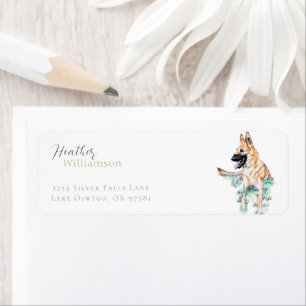 Watercolor German Shepherd Malinois Dog Return Address Label