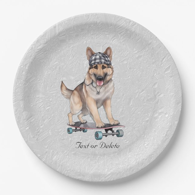 Watercolor German Shepherd Paper Plate (Front)