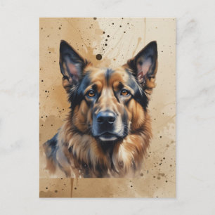 Watercolor German Shepherd Pet Dog Animal Postcard