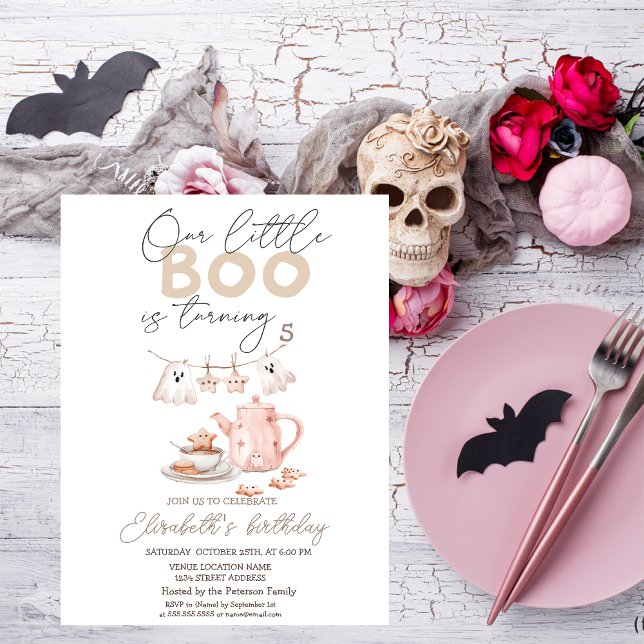 Watercolor Ghost Boo Tea Party Halloween Invitation (Creator Uploaded)