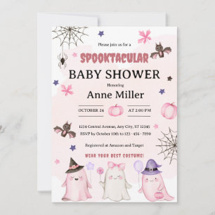Watercolor Ghost Halloween Baby Shower Invitation
