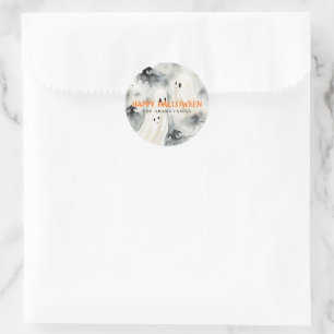 Watercolor Ghosts Personalised Happy Halloween Classic Round Sticker