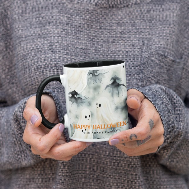 Watercolor Ghosts Personalised Happy Halloween Mug (Creator Uploaded)