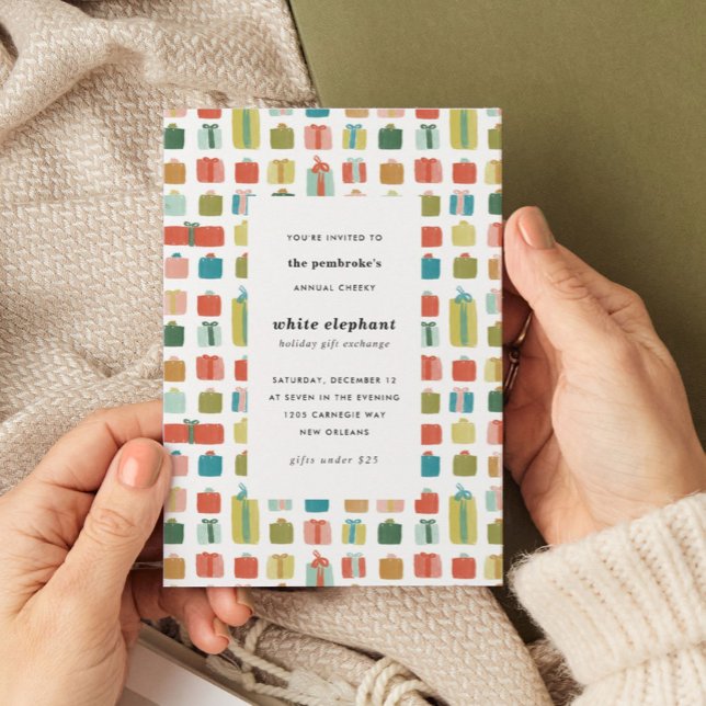 Watercolor Gifts Christmas Presents Party Invitation (Watercolor Christmas presents holiday party invitation.)