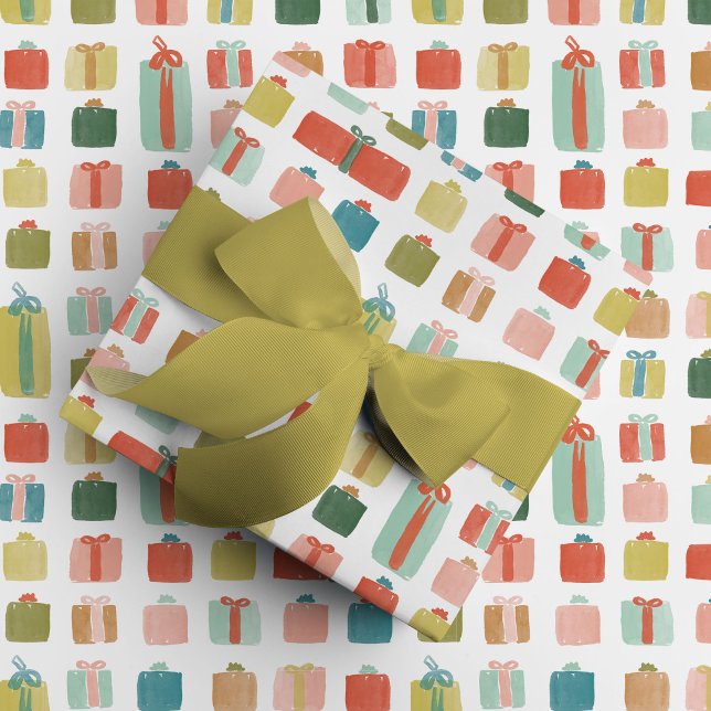 Watercolor Gifts Christmas Presents Wrapping Paper (Gifts on gifts on watercolor gifts!)