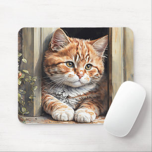 Watercolor Ginger Cat  Mouse Pad