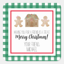 Watercolor Gingerbread Child Gift Tag Sticker
