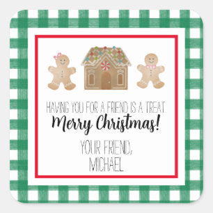 Watercolor Gingerbread Child Gift Tag Sticker