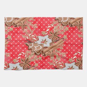 Watercolor Gingerbread Cookies Christmas Tea Towel