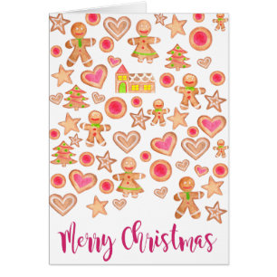 Watercolor Gingerbread Cookies Merry Christmas