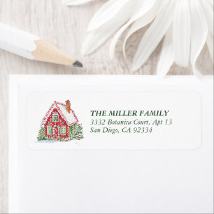 Watercolor Gingerbread House Candy Return Address Label