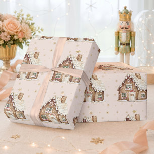 Watercolor Gingerbread House Christmas Holiday Wrapping Paper