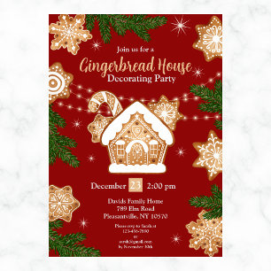 Watercolor Gingerbread House Decorating Party Invitation