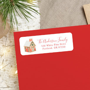 Watercolor Gingerbread House Return Address Label