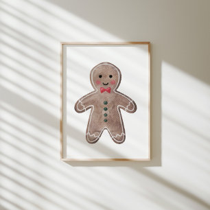 Watercolor Gingerbread man poster