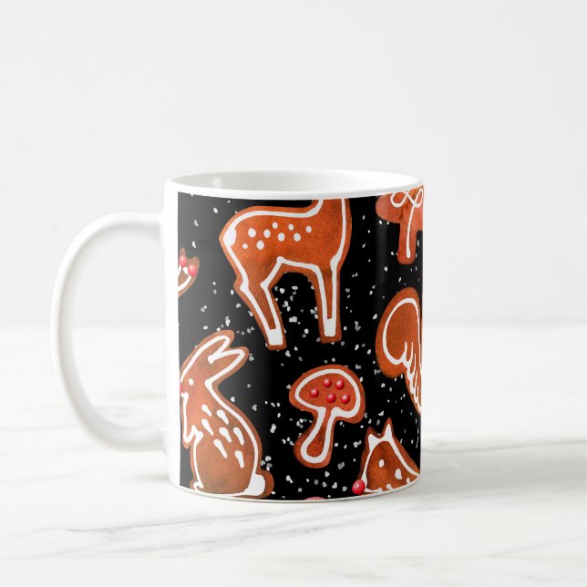 Watercolor gingerbread seamless pattern coffee mug (Left)