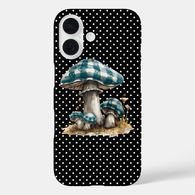 Watercolor Gingham Mushroom Garden  Case-Mate iPhone Case (Back)