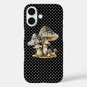 Watercolor Gingham Mushroom Garden iPhone 16 Case