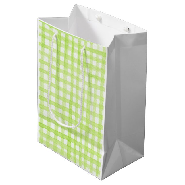 Watercolor Gingham Spring Colourful Easter Fun Medium Gift Bag (Front Angled)
