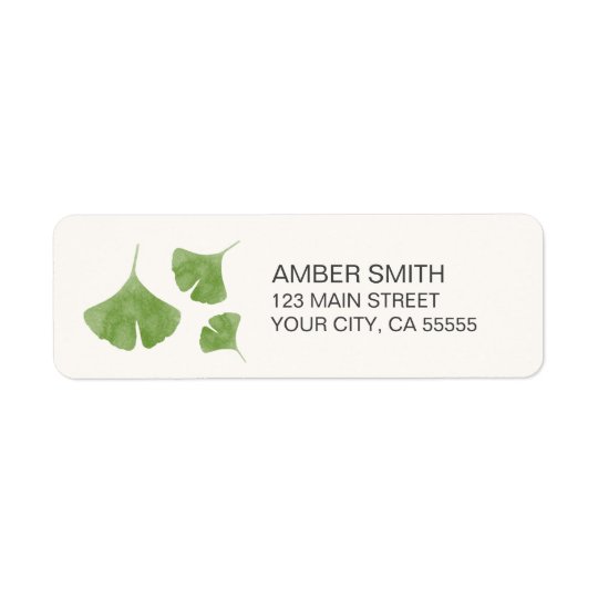 Watercolor Ginkgo Leaf Trio Nature Themed Return Address Label