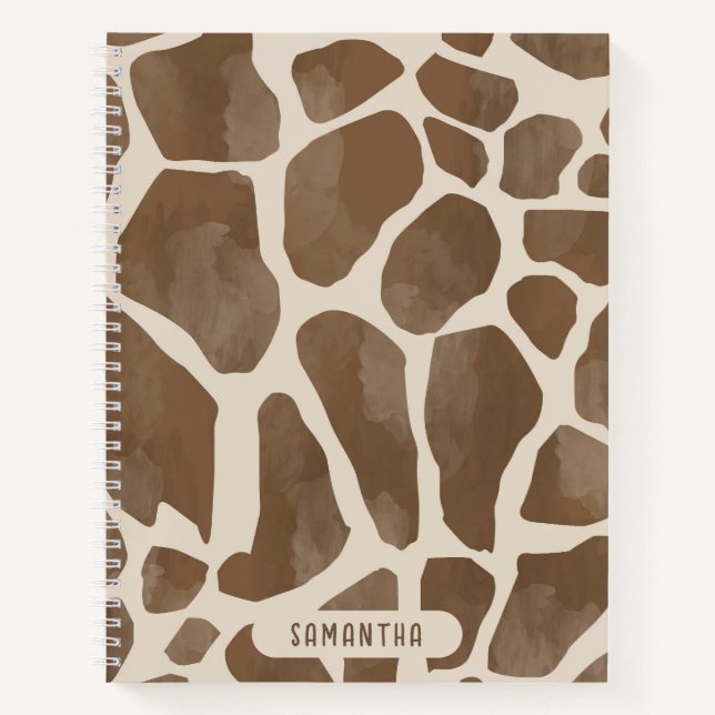 Watercolor Giraffe Animal Print Pattern Notebook (Front)