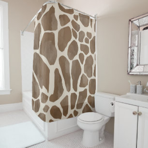 Watercolor Giraffe Animal Print Pattern Shower Curtain