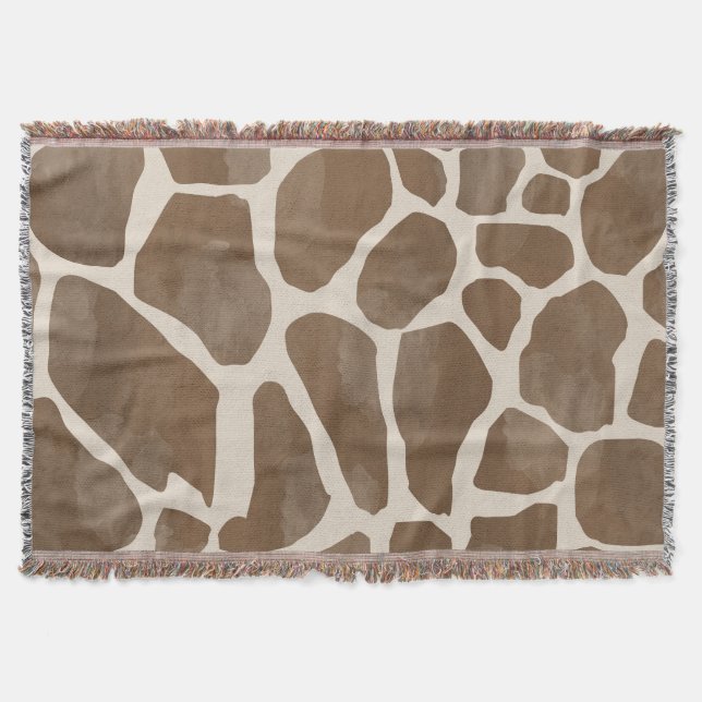 Watercolor Giraffe Animal Print Pattern Throw Blanket (Front)
