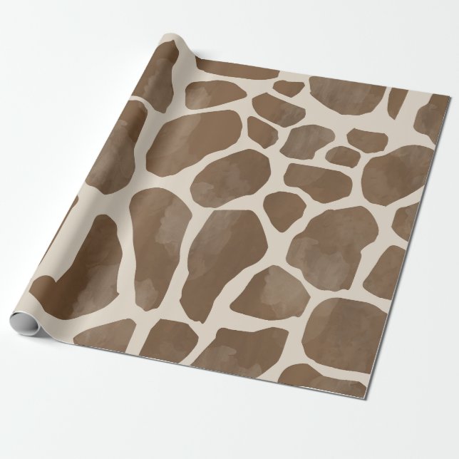 Watercolor Giraffe Animal Print Pattern Wrapping Paper (Unrolled)