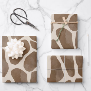 Watercolor Giraffe Animal Print Pattern Wrapping Paper Sheet