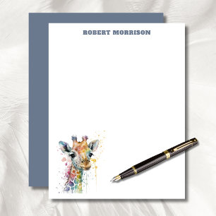 Watercolor Giraffe Elegant Business Stationery Custom Letterhead