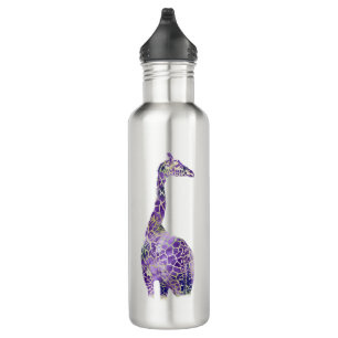 Watercolor Giraffe in Blue and Purple 710 Ml Water Bottle