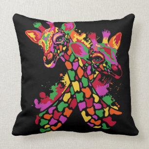 Watercolor Giraffe Lover Funny Giraffe Print Cushion