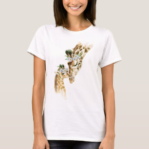 Watercolor, Giraffe, Mama and Baby, baby shower, n T-Shirt