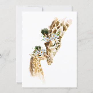 Watercolor Giraffe Mama and Baby Invitation