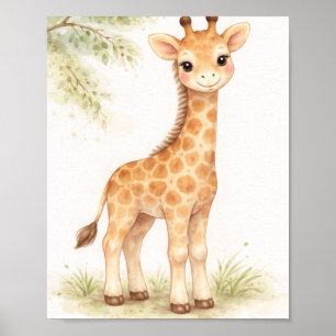 Watercolor Giraffe Nursery Wall Art