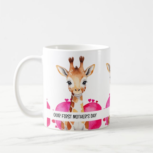Watercolor Giraffe Personalised 1st Mother's Day Coffee Mug (Left)