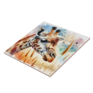 Watercolor Giraffe Tiles Design