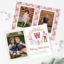 Watercolor Girl & Boy Elf Monogram Crest Photo