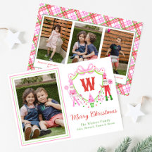 Watercolor Girl & Boy Elf Monogram Crest Photo