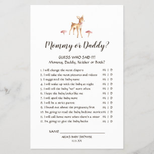 Watercolor Girl Deer on White Mummy or Daddy Game Flyer
