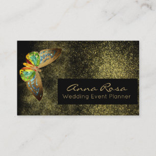 *~* Watercolor Glitter Gilded Gold Butterfly Business Card