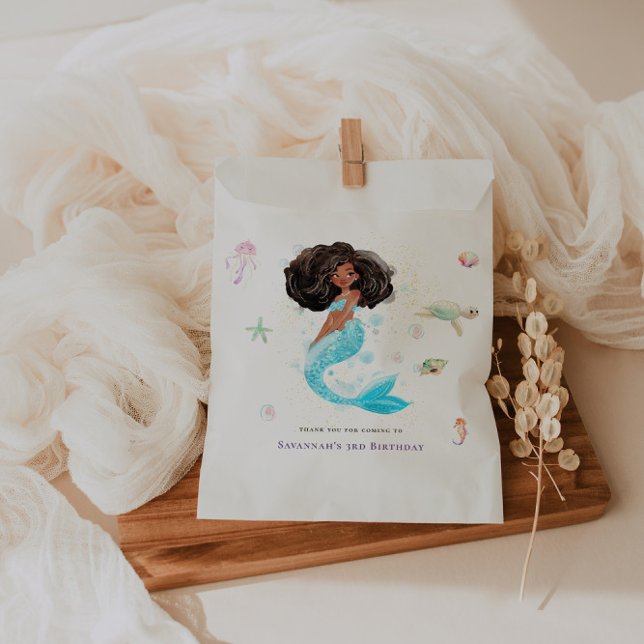 Watercolor Glitter Mermaid Birthday Favour Bag (Creator Uploaded)