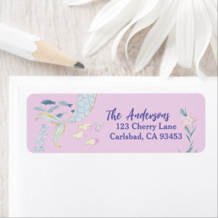 Watercolor Glitter Mermaid Return Address Label