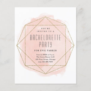 Watercolor Glitter Pink Bachelorette Party Invitat